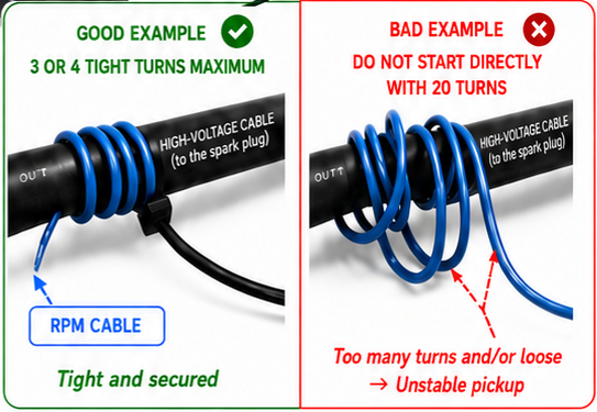 Correct and incorrect RPM inductive wire winding examples